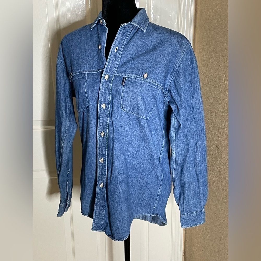 Vintage Polo Ralph Lauren  Denim Shirt/rain Flap Med​​​​​​​​​​​​​ - Picture 2 of 13